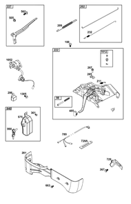 Controls Group Diagram and Parts List for 25T237-0355-F1 200000 - 399999 Briggs and Stratton Engine